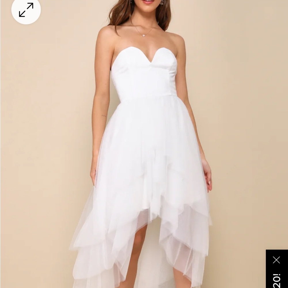 Lulu's White Strapless Dress Sweetheart Neckline Fitted Bodice